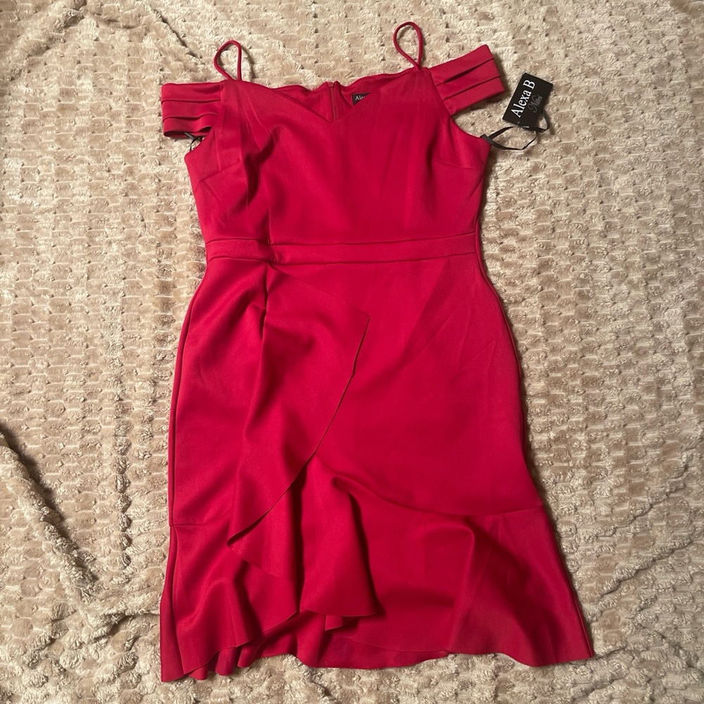 Aqua Red Off-Shoulder Dress